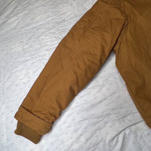 Stanley Mens 2XL Brown Hooded Work Jacket Sherpa Lining Heavy Duty Minor Stains - Picture 14 of 16